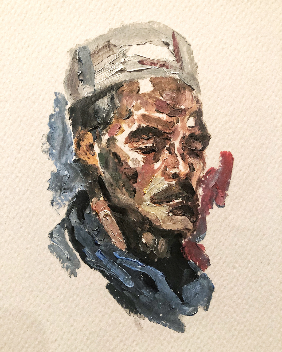 oil painting   oil colors Oil Painting sketch portrait quick sketch Drawing  paint portrait sketch red blue paper male