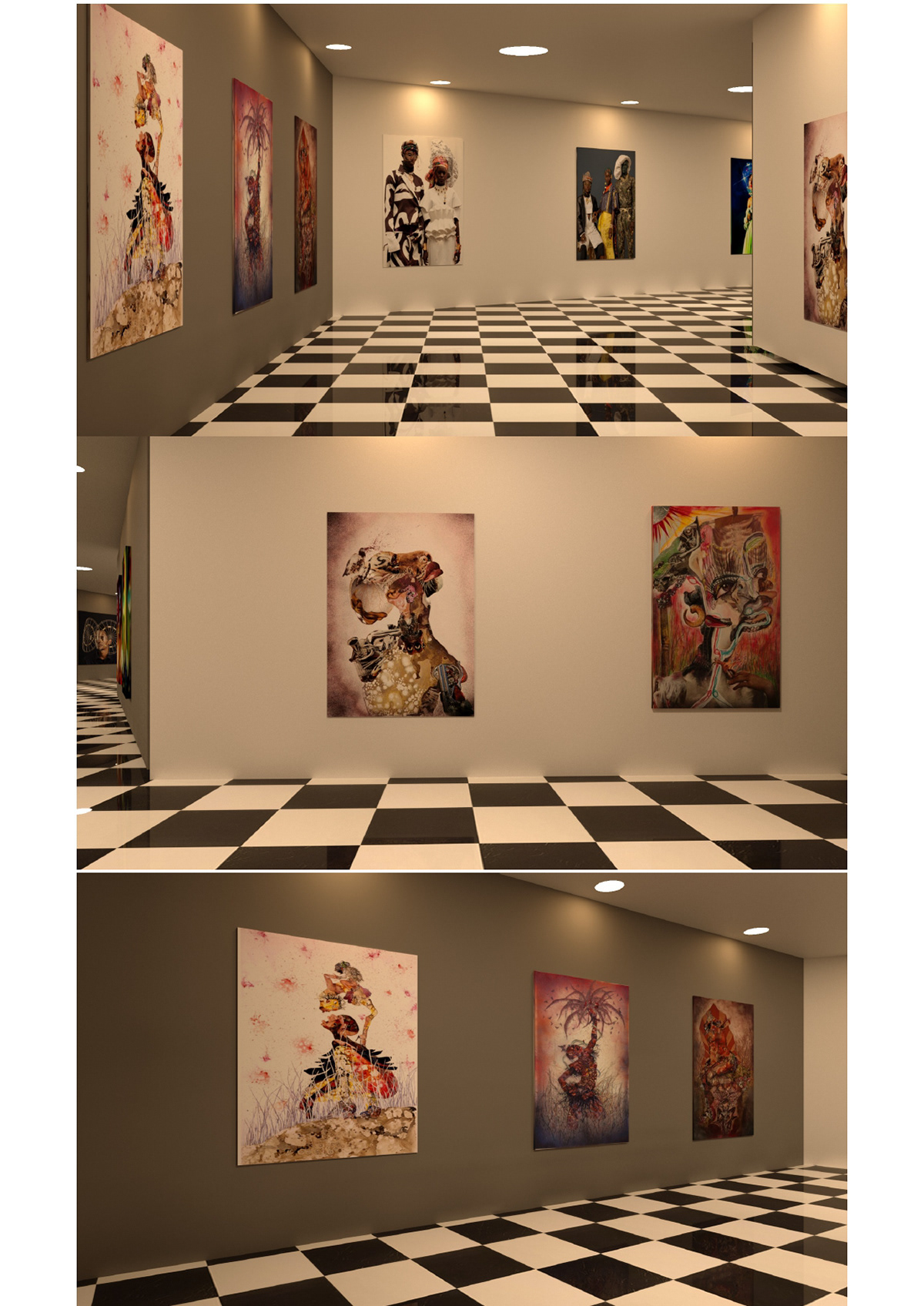 Art Gallery  afrofuturism autodesk 3ds max back to the future concept Digital Art  mixed media museum
