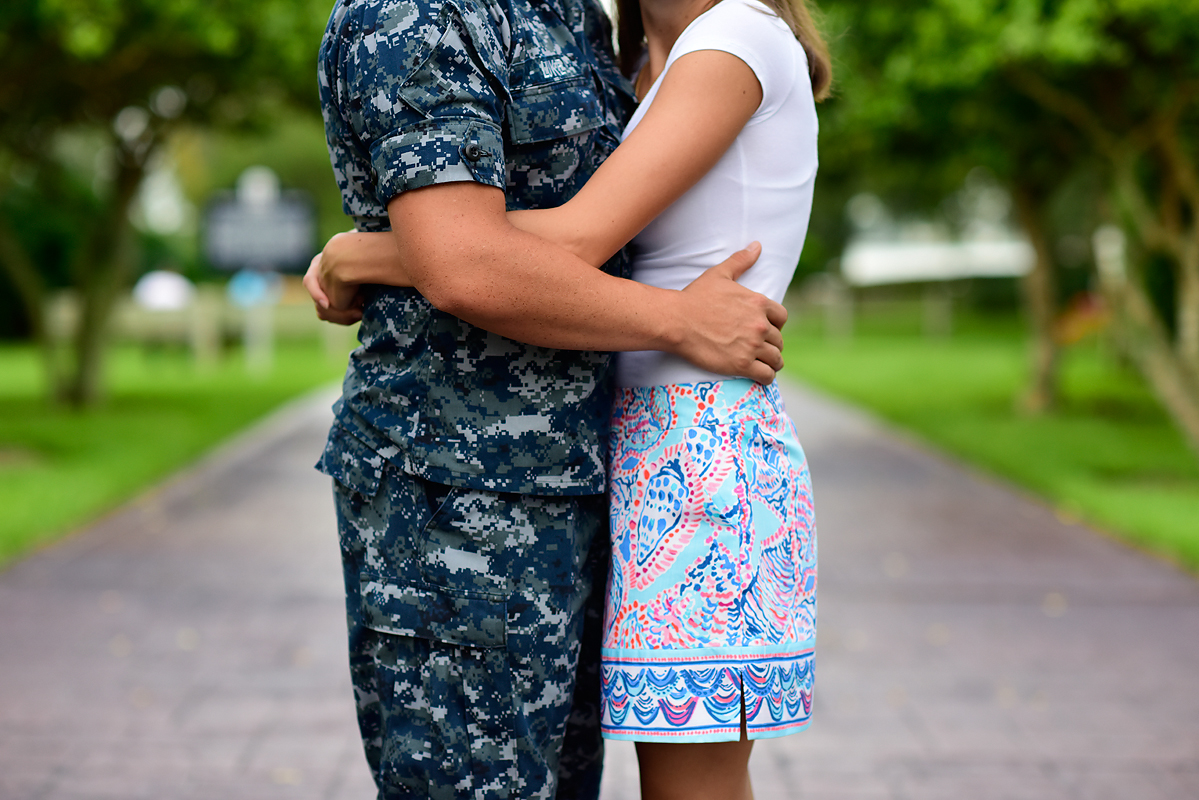 Love couple navy kissing memorial island summer florida beach Lily Pulitzer Sunny