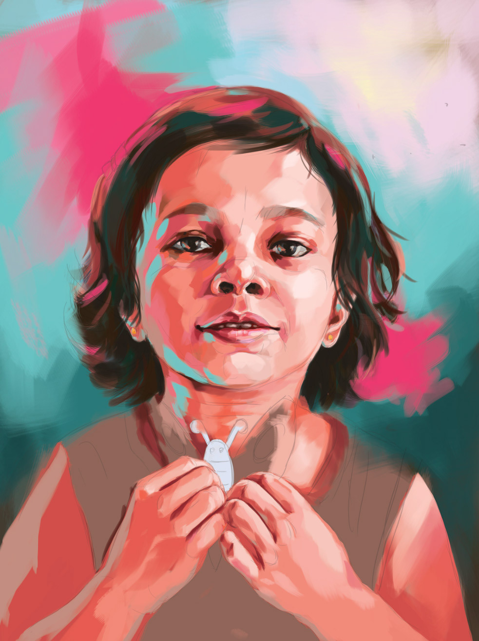 butterfly dream girl child hope Imotions India little girl paint painting   portrait