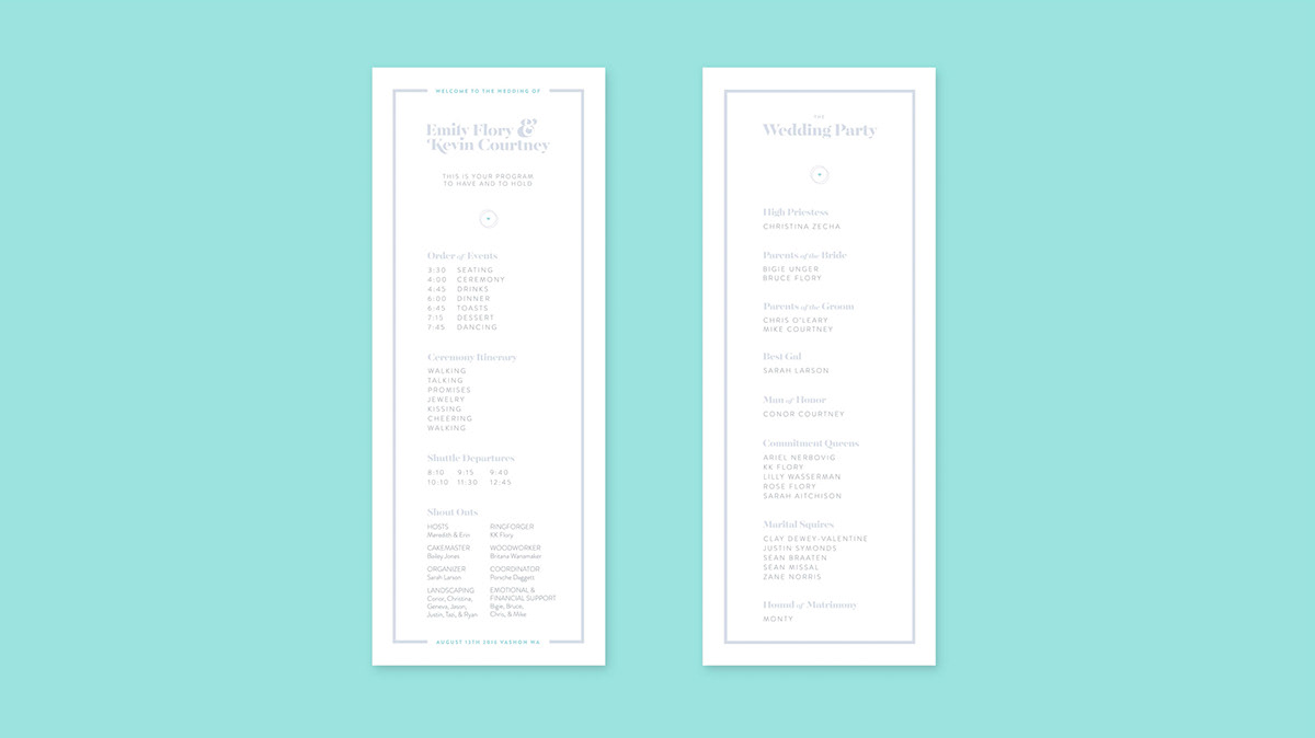 wedding Invitation Program stationary Print Set logo identity