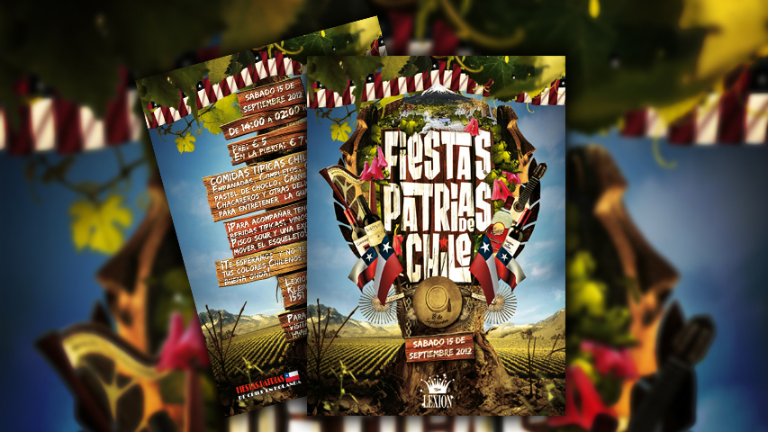 Fiestas Patrias de chile 18 de septiembre fiesta chilenos chilenas holanda flyer Guez Graphics dani contreras rodriguez