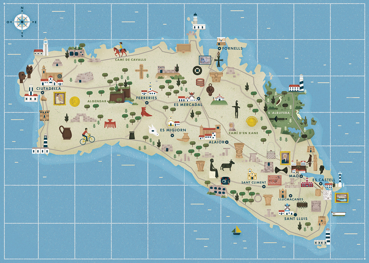map map illustration Menorca
