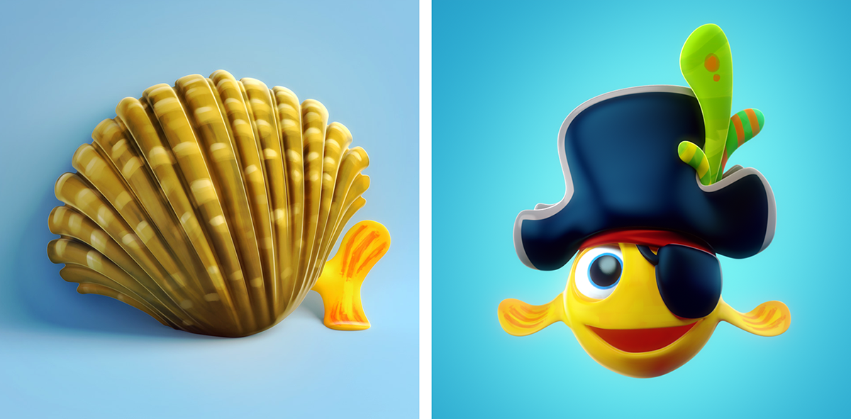 minimini fish kids children animation  3D CG jingle Canal+