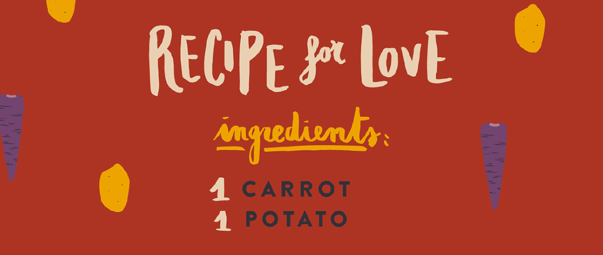 Love ingredients recipe hand-lettering brush ink man woman women fruits vegetables Vegetarian healthy