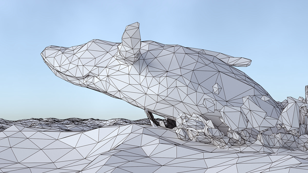 Low Poly Whale 3D blender compositing