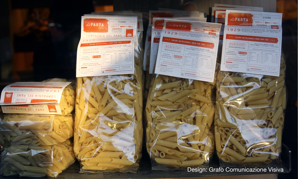 Pasta la pasta Pack Label italia Italy Pane compagnia del pane pacco di pasta spaghetti roma olio l'olio salsa