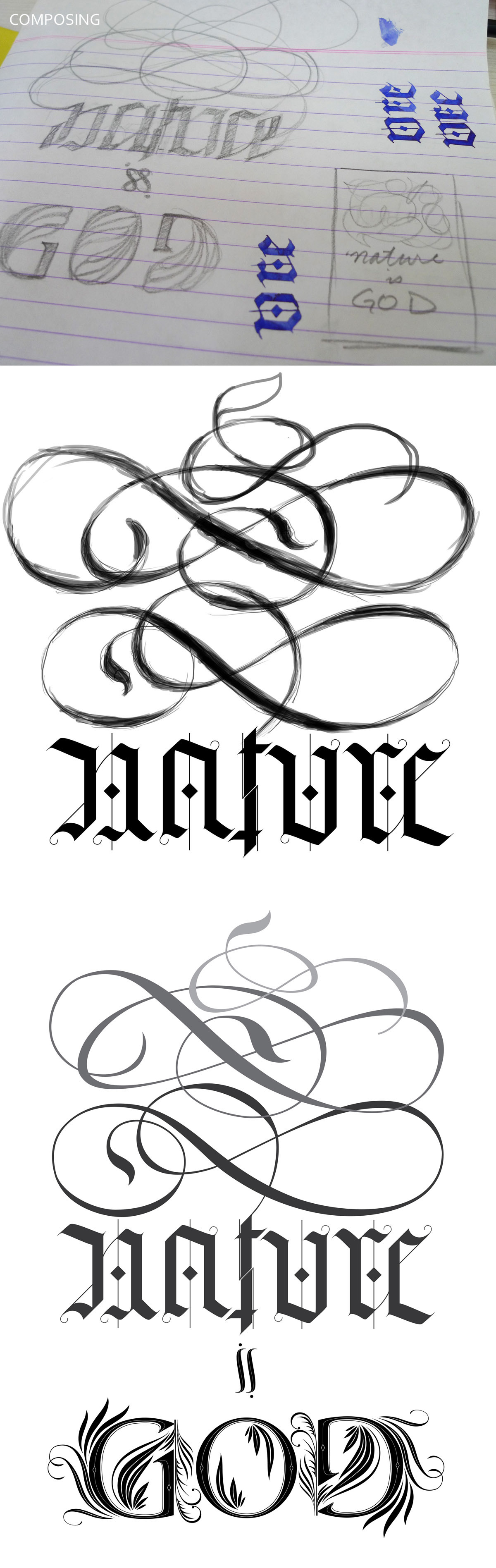 lettering ambigram poster process type design custom type Calligraphy   typography   Nature
