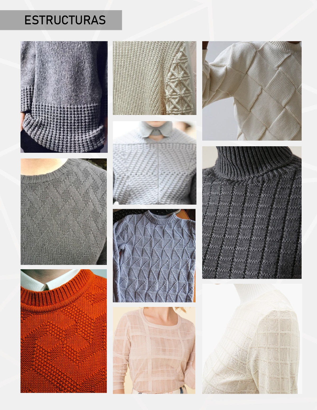 Fall Fashion  ficha técnica geometric knit moda Technical Design tejido Tricot winter