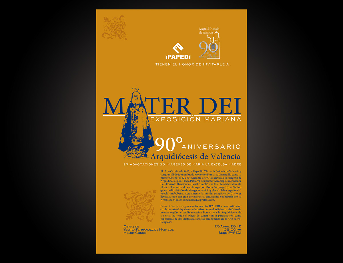 Exposición Mariana Mater Dei MATER dei virgen virgenes arquidiocesis valencia carabobo venezuela ipapedi imagen corporativa expo