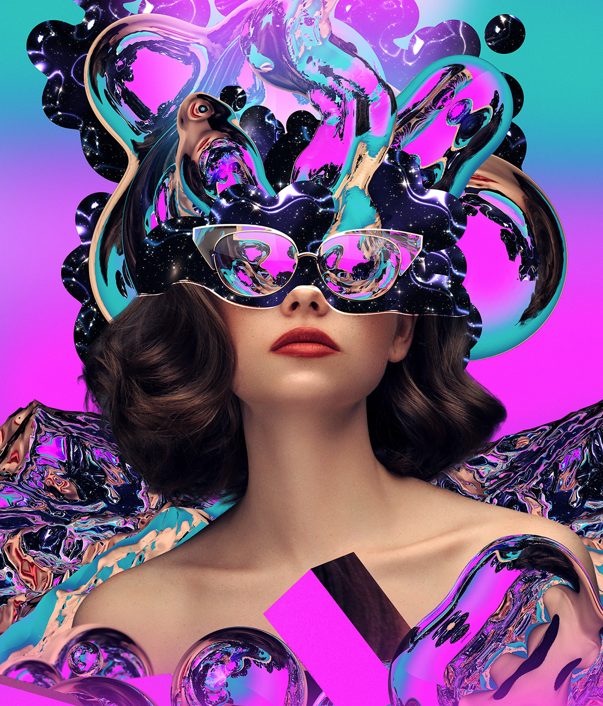 ben kokolas gradient portrait poster surreal surrealism Synthwave trippy vaporwave psychedelic