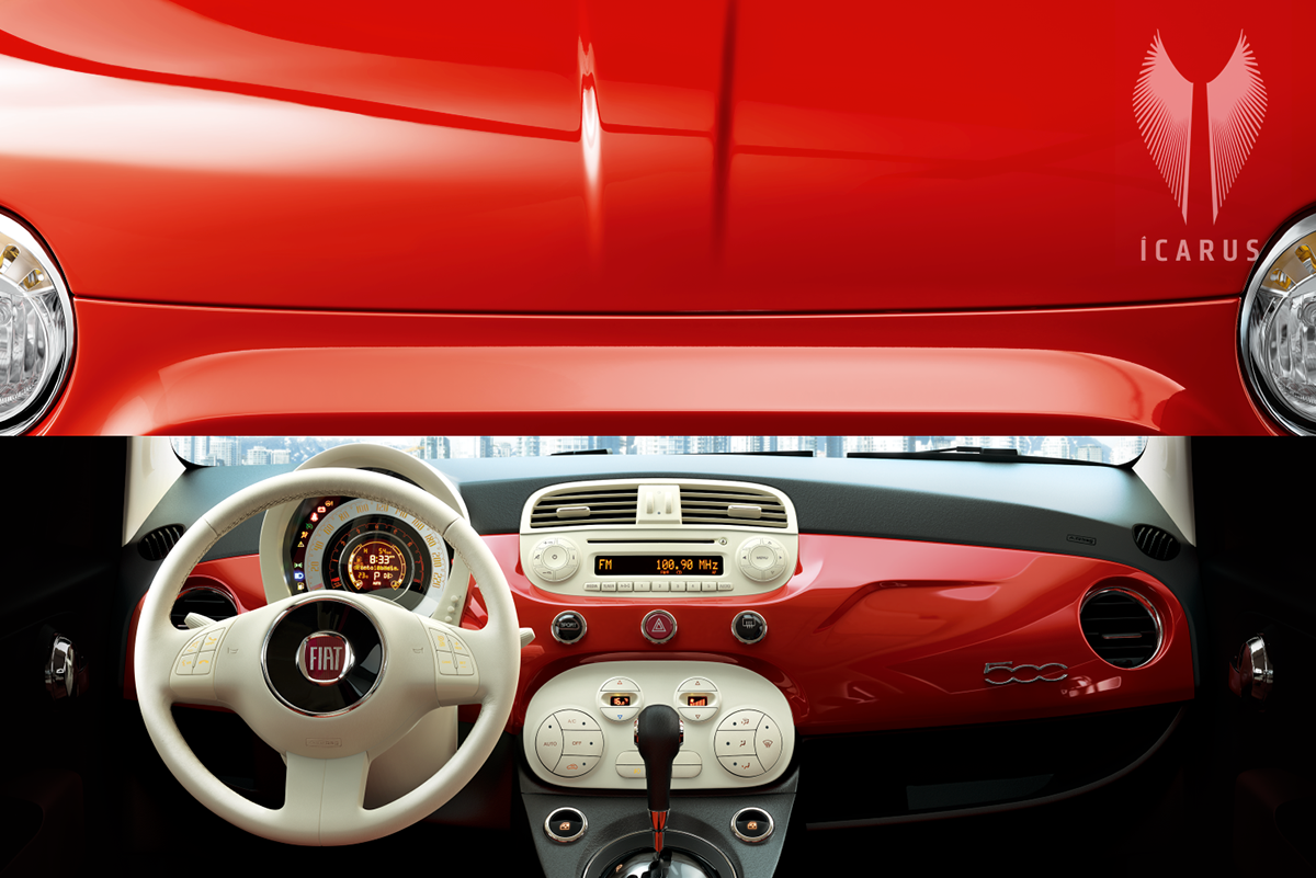 fiat 500 car interior car Realism 3D