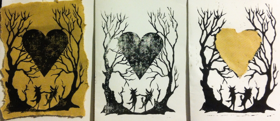 card design creative Holiday valentines art wolves trees forrest enviroment Love