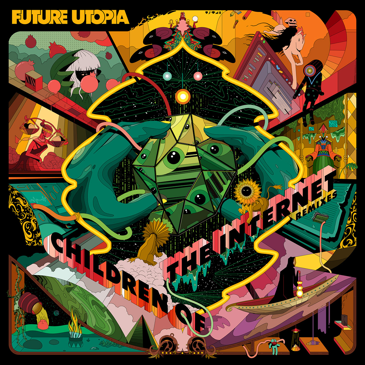 album cover future utopia portrait illustration psychedelic