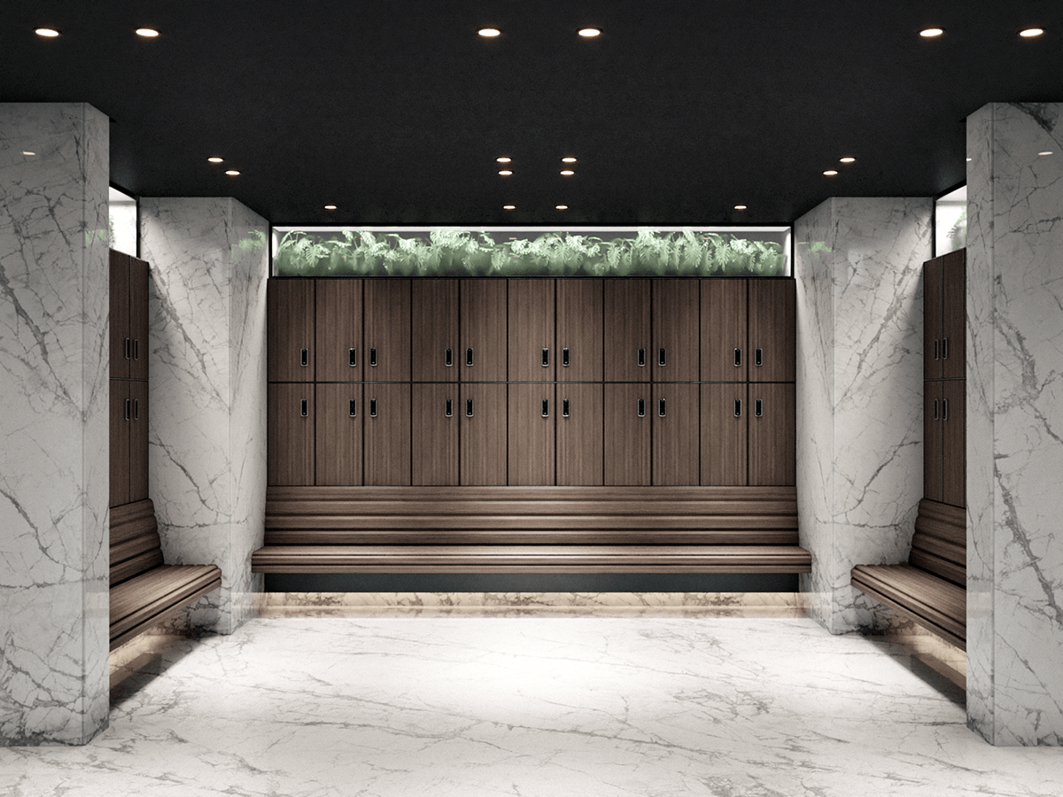 Qatar gym amenity interior design  modern architecture fittness luxury workout black
