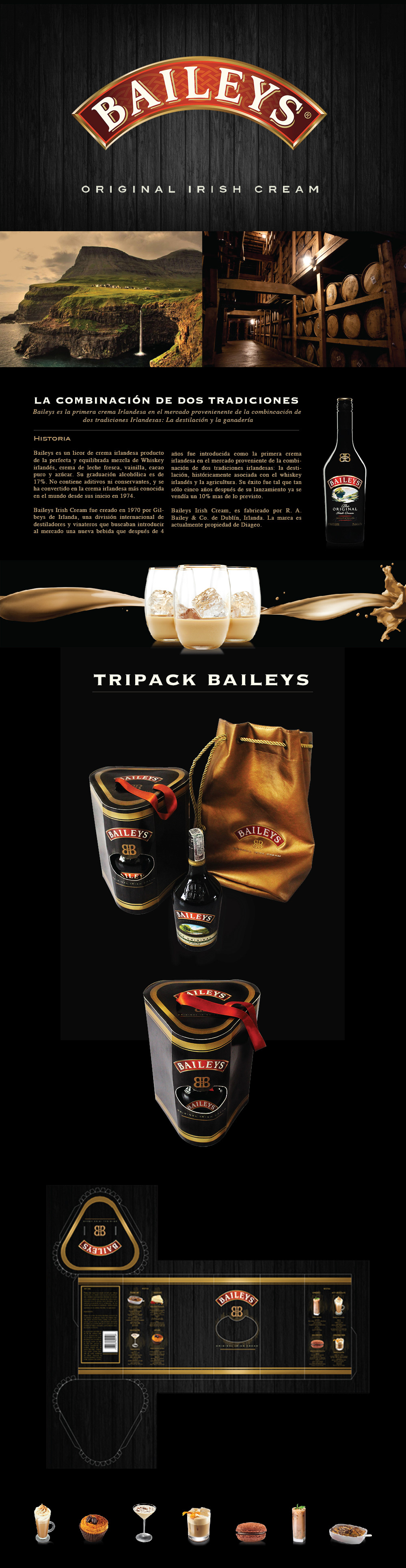 baileys package Irland Whiskey creme wood gold liquor elegant