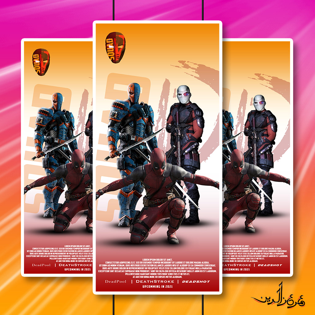 action movie banner deadpool deadshot Deathstroke marvel movie poster Roll-Up Squad