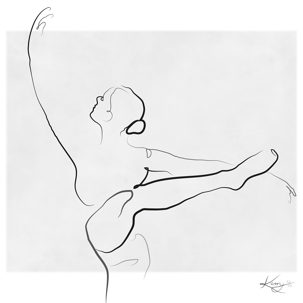 dancer line drawing ballet pointe vector greyscale artwork DANCE  