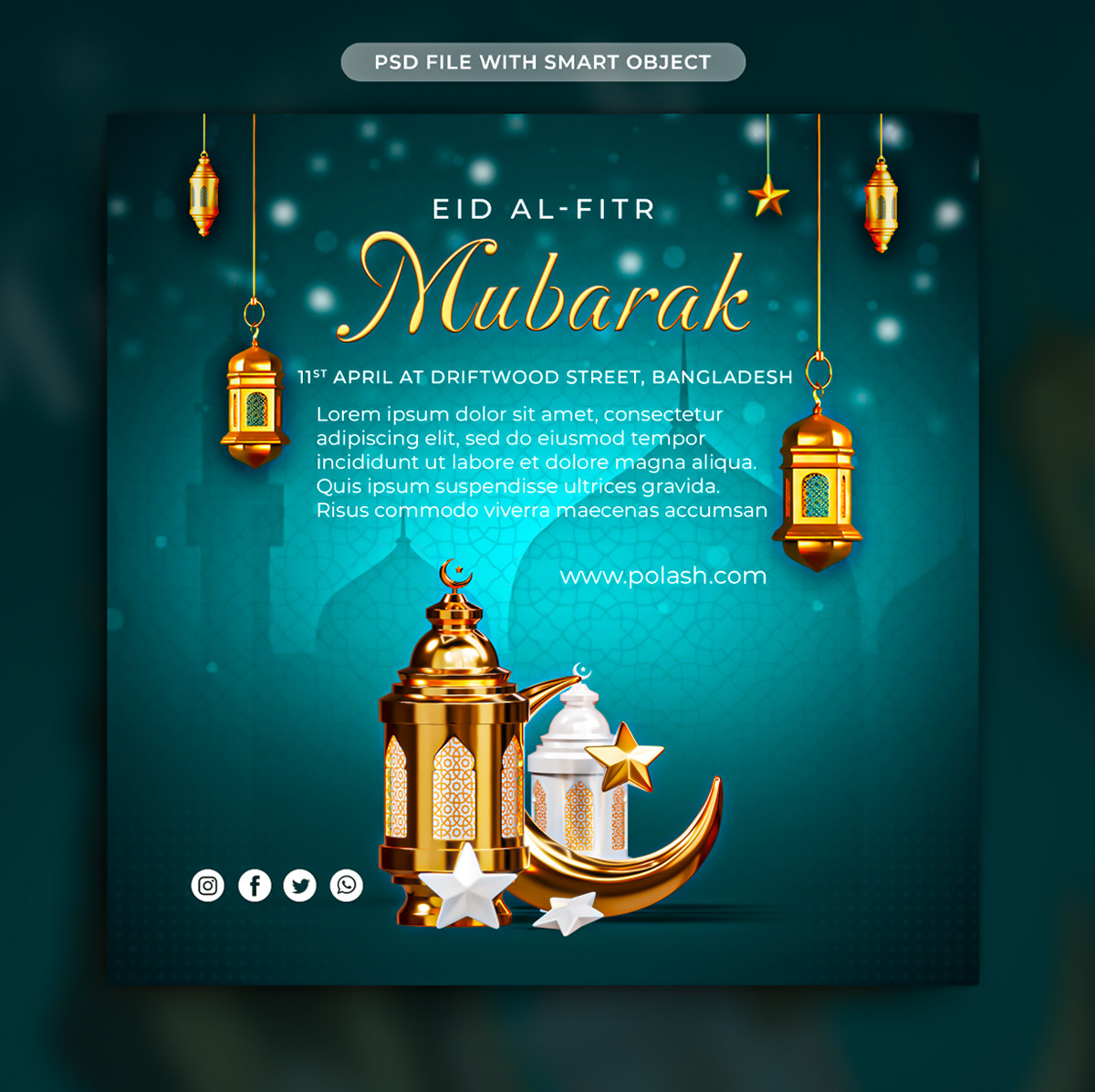 eid mubarak muslim islamic arabic design Social media post Graphic Designer adobe illustrator
