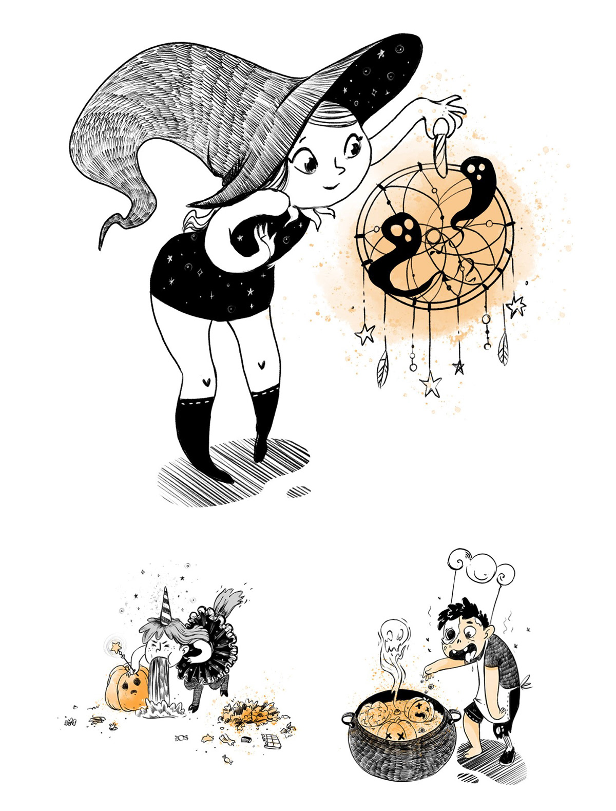 Character Drawing  ILLUSTRATION  ink drawing inktober inktober 2020 monster mash monsters witch