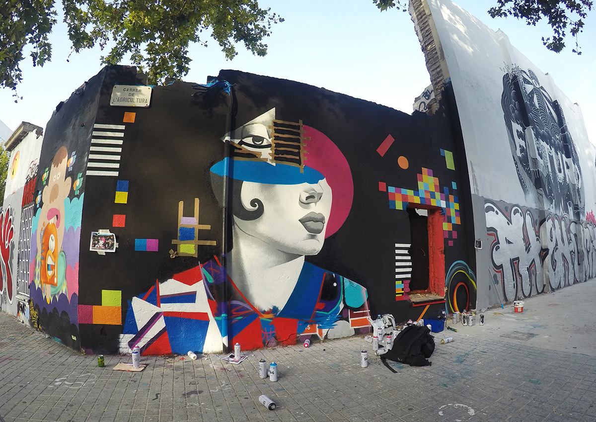 Street Art  art Mural ILLUSTRATION  face Fashion  female abstract portrait Urban