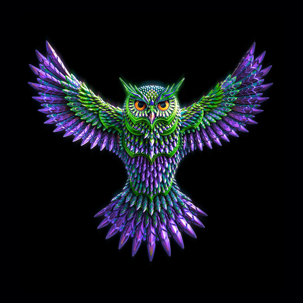 edc Render neon owl CGI 3D electric daisy carnival Music Festival visual identity key visual