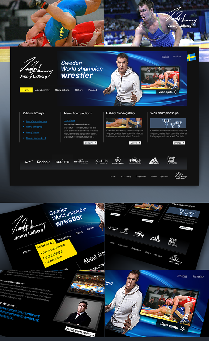 Sweden world champion Wrestler jimmy lidberger Logo Design
