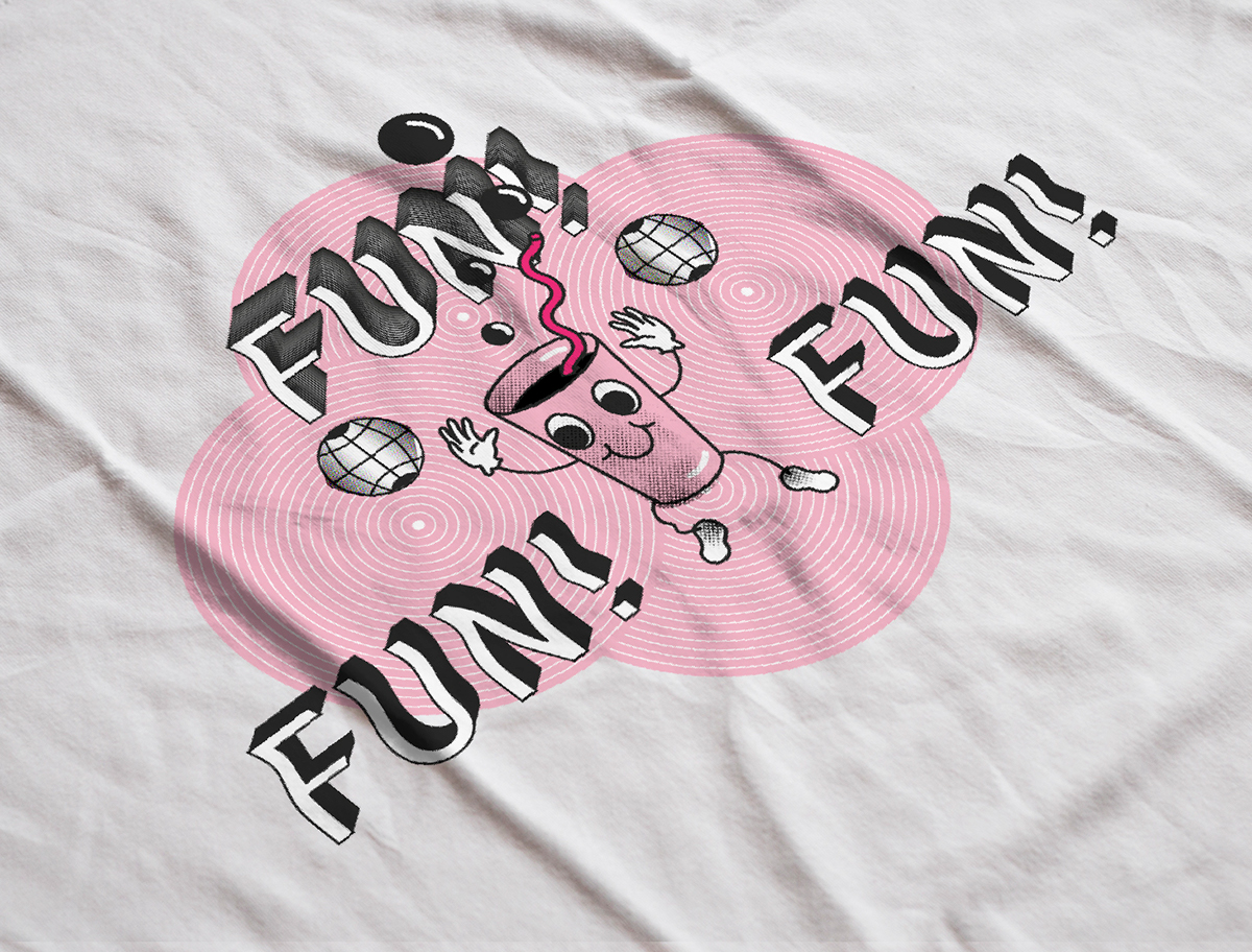 poster pink party t-shirt rave brand techno comic ILLUSTRATION  ilustracja