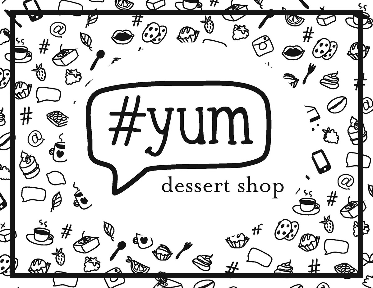 dessert sweet pattern social media chocolate hashtag pastry minimal black White shop restaurant bakery