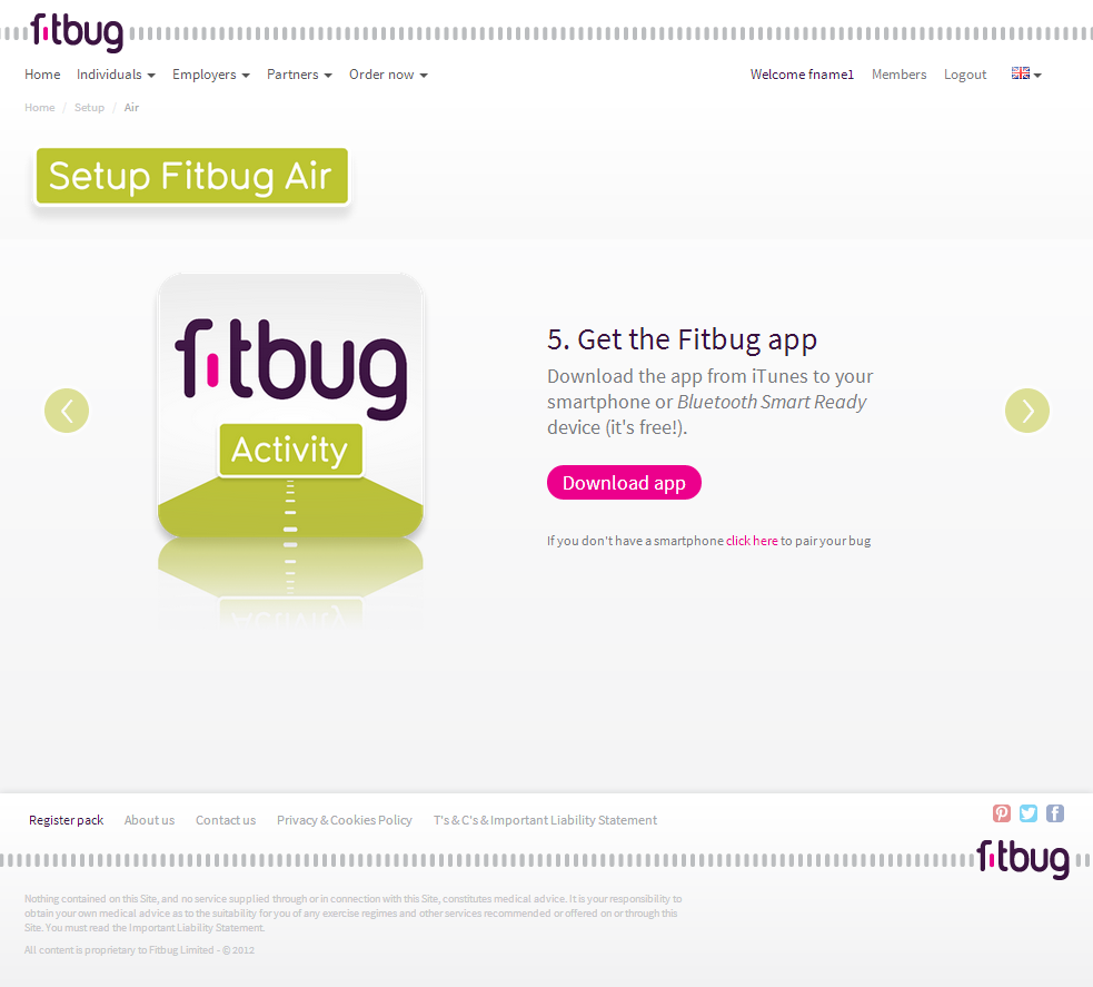 fitbug fitness Website minimal clean product UK Us