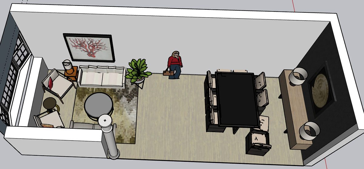 Complimentary contemporary red SketchUP