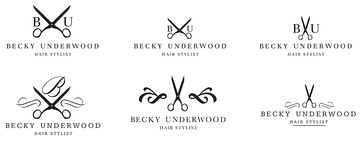becky underwood mobile hair stylist dresser logo identity
