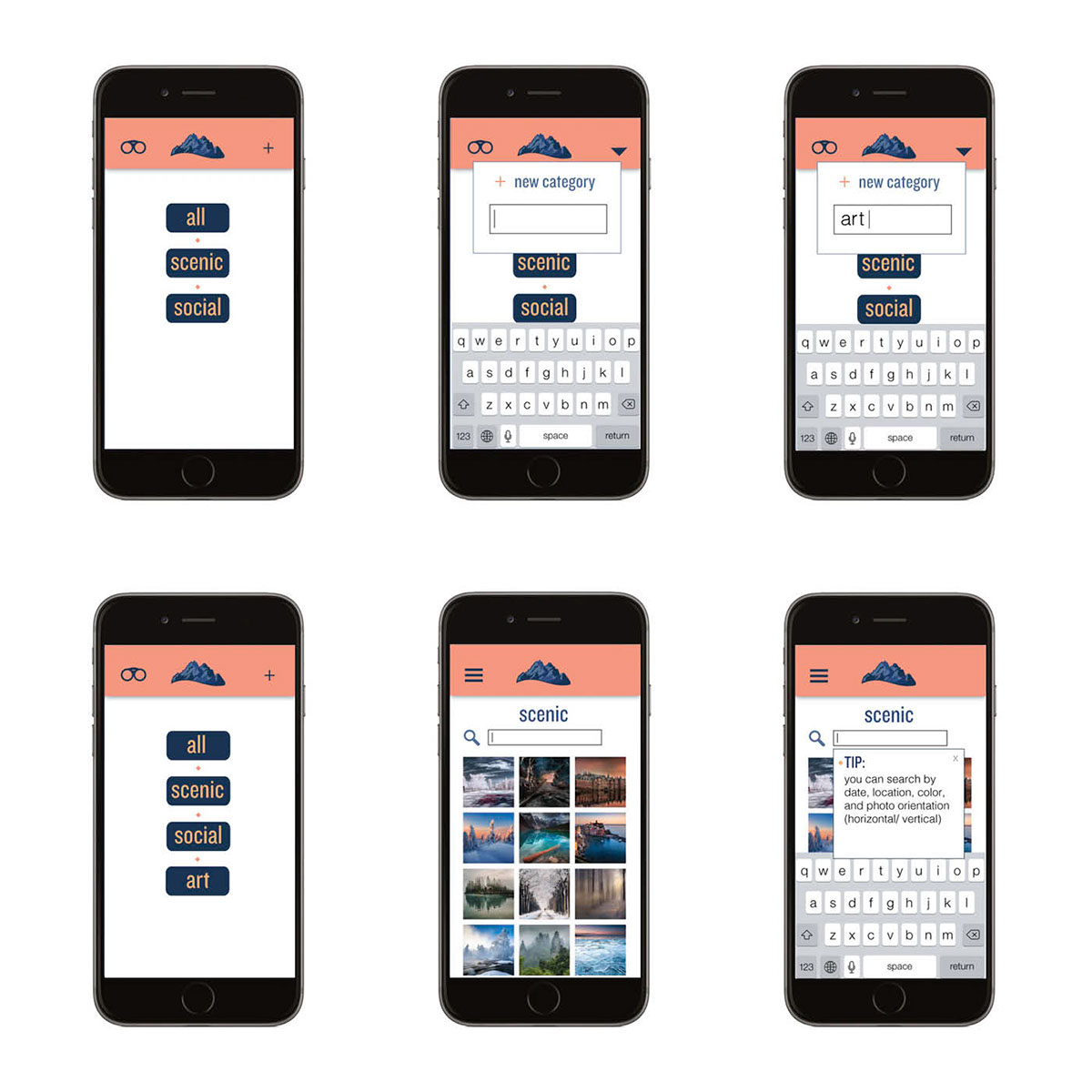 app design photo app idea Photo filtering categorizing Organizing simple search
