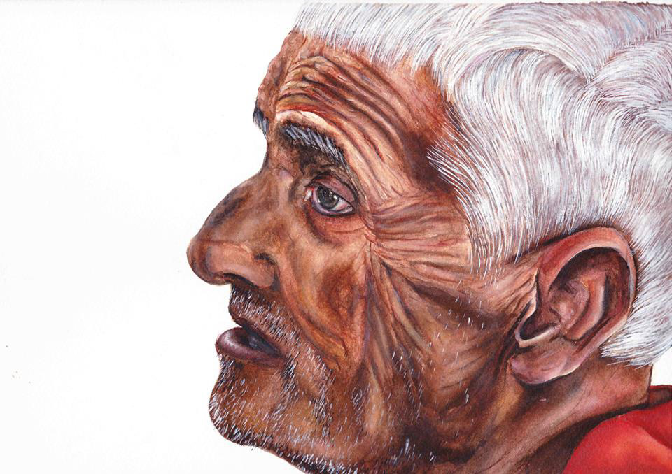 watercolor wash portraits lost in thoughts