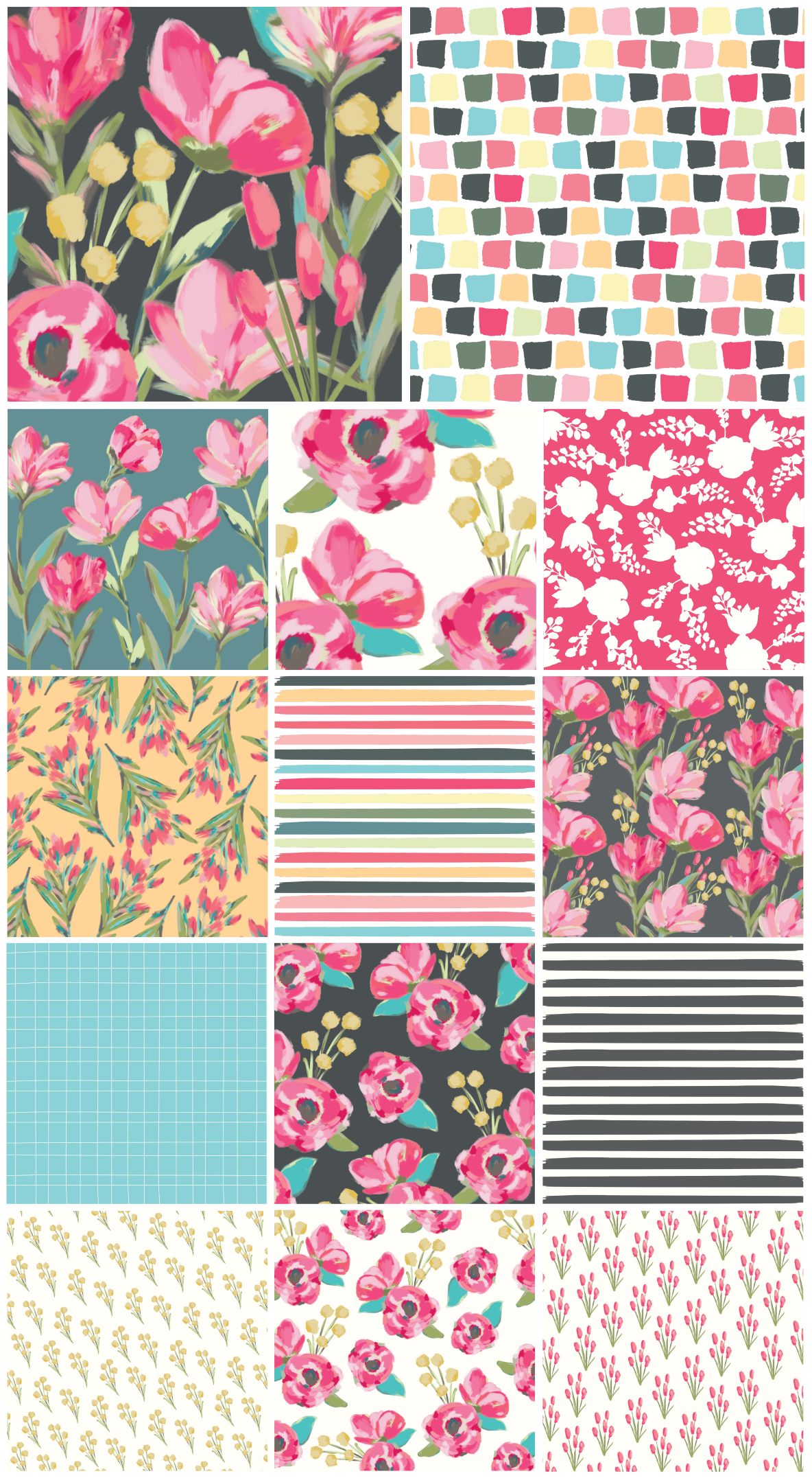Patterns Textiles ILLUSTRATION  surface design free floral colorful Stationery paper patterns