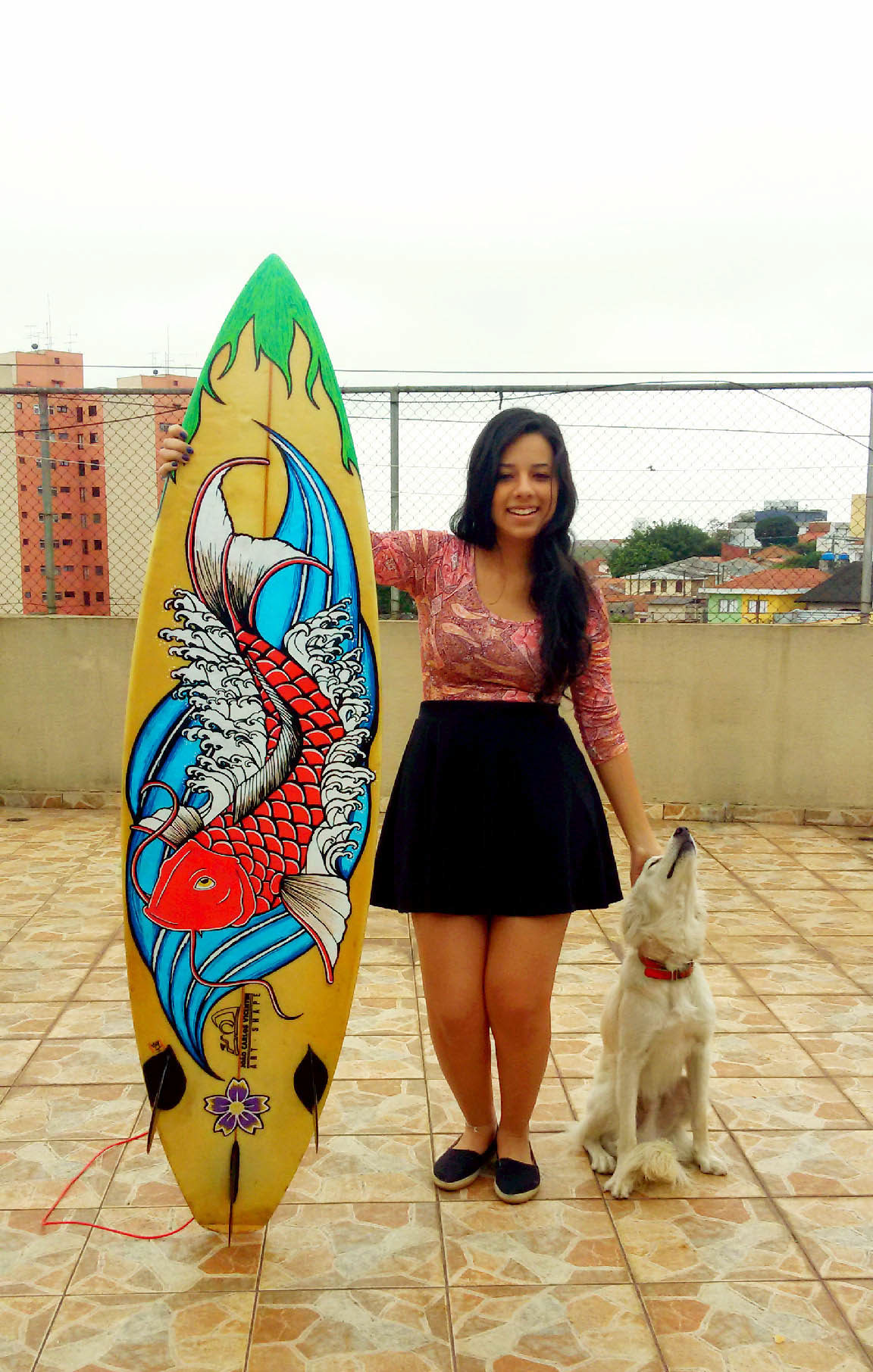 Posca surf art posca art posca custom surfboard art customization Prancha caneta posca colors Cores carpa fish peixe carp Ilustração