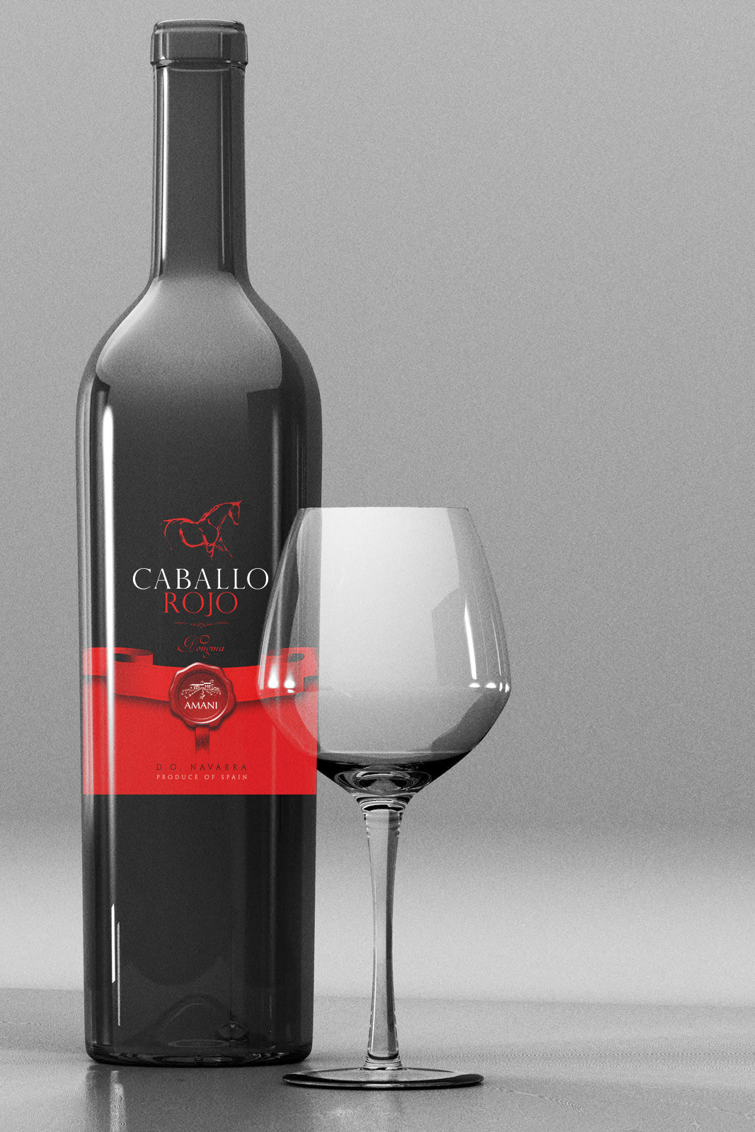 wine Label proyect Hongma caballo rojo tinto red horse