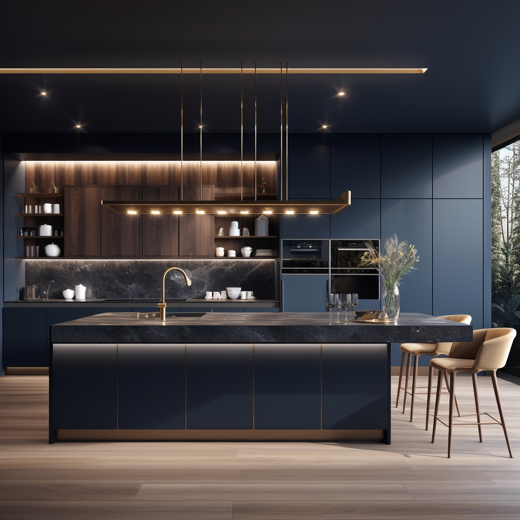 kitchen minimal navy blue