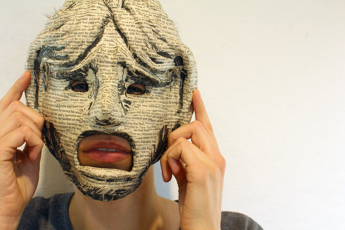 myth greek mask risd theater  paper mache