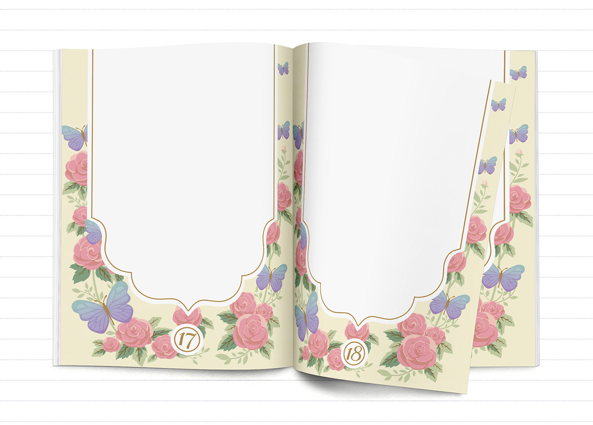 journal notebook Diary floral pattern rose butterfly vintage feminine girly