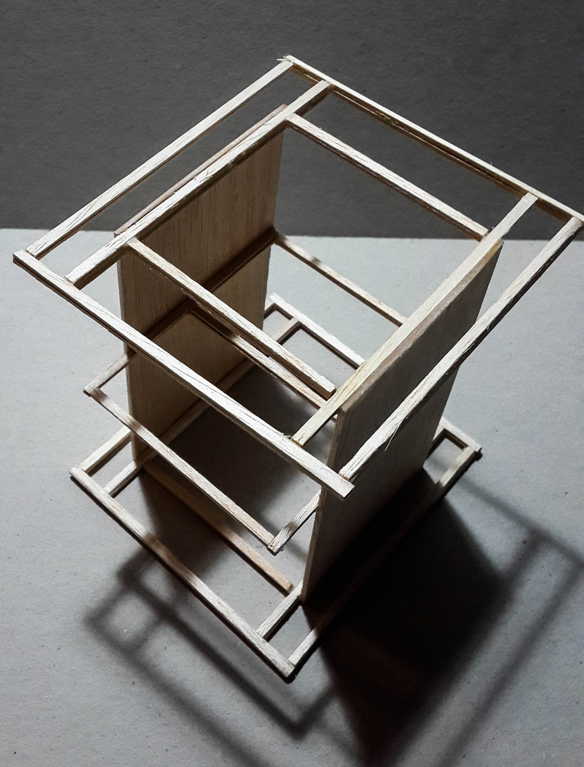 monochrome White black concrete wood floating Modelmaking maquette 3D b&w house dwelling building creative universitas indonesia