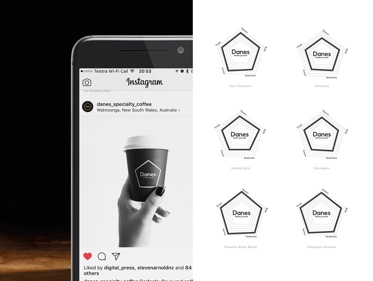 logo Packaging Coffee Food  drinks brochure identity pentagon branding  brand