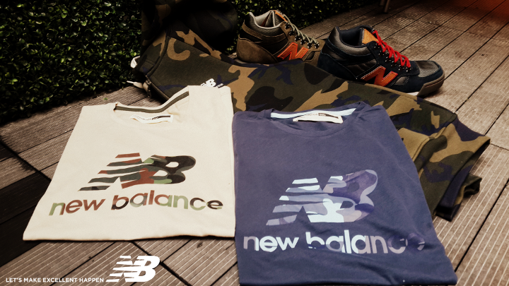 New Balance apparel camouflage pattern hoodie tee