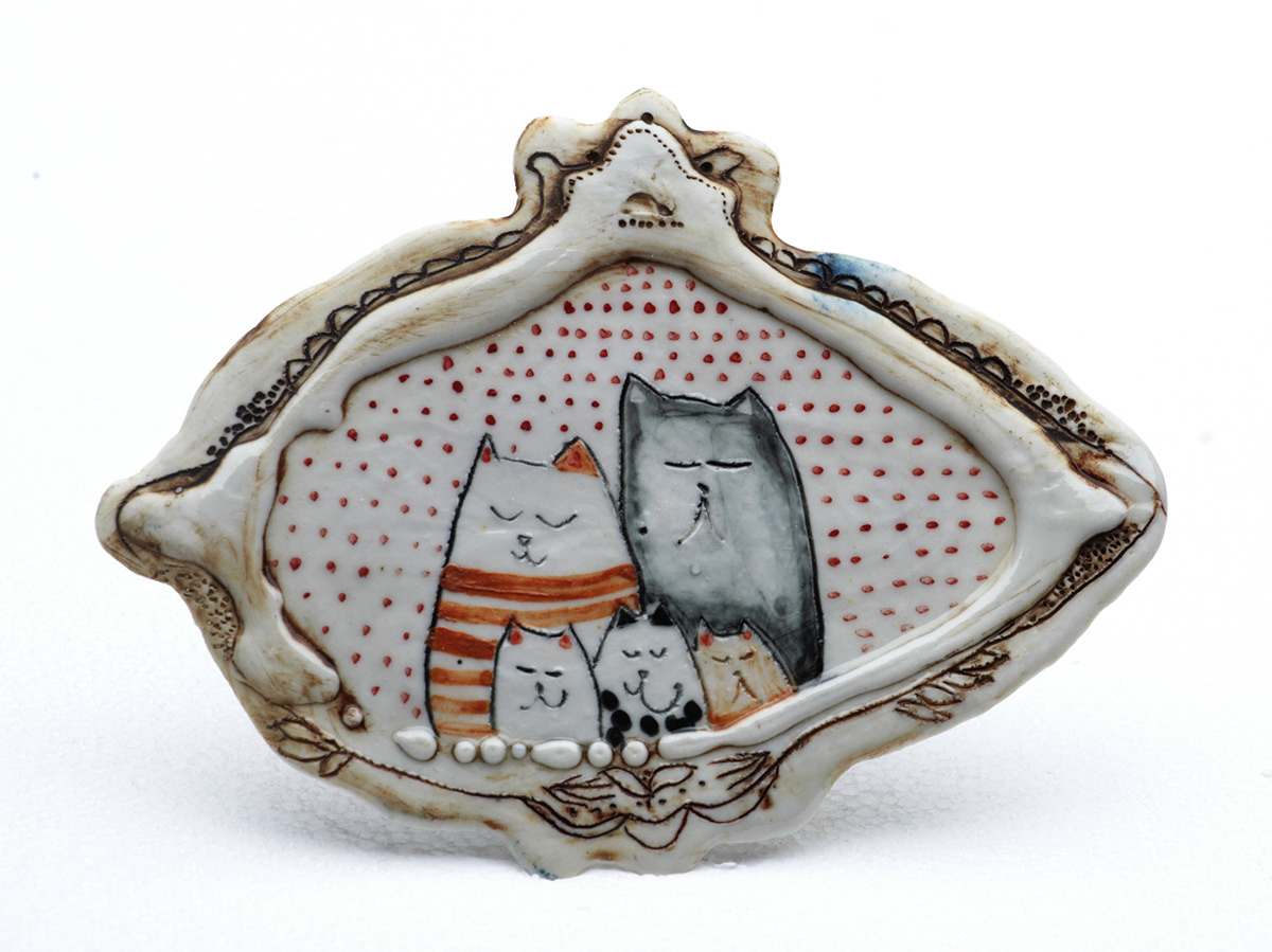 family amimals cats dog pigeon frame porcelain Picture ornaments stripes Fragile