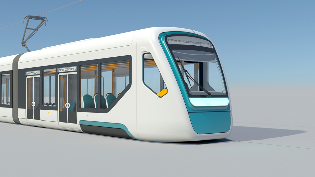 tram train design Render photoshop industrial concept