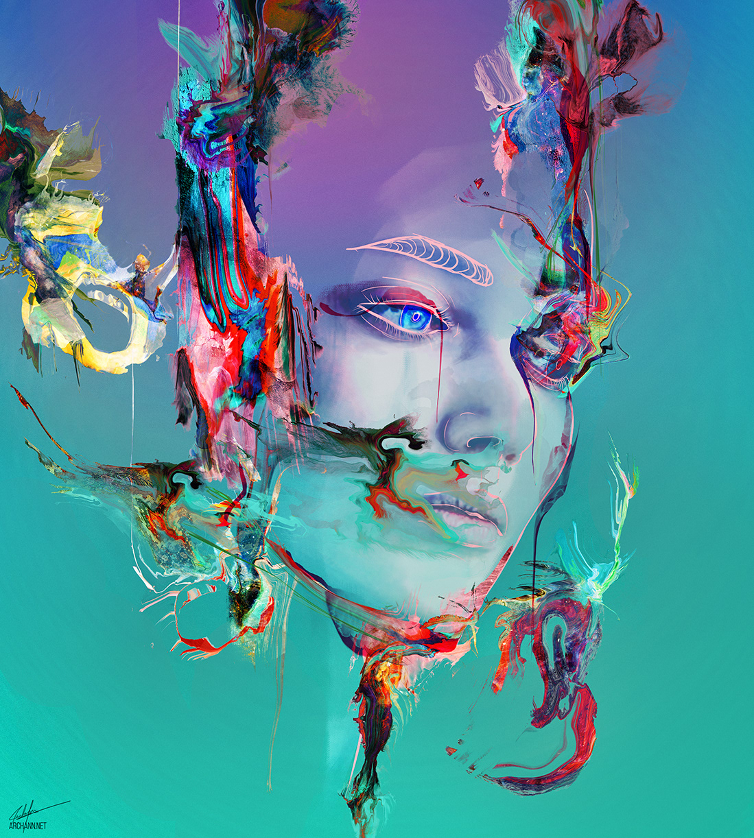 texture colorful vibrant campaign portrait face female feminine Global environment