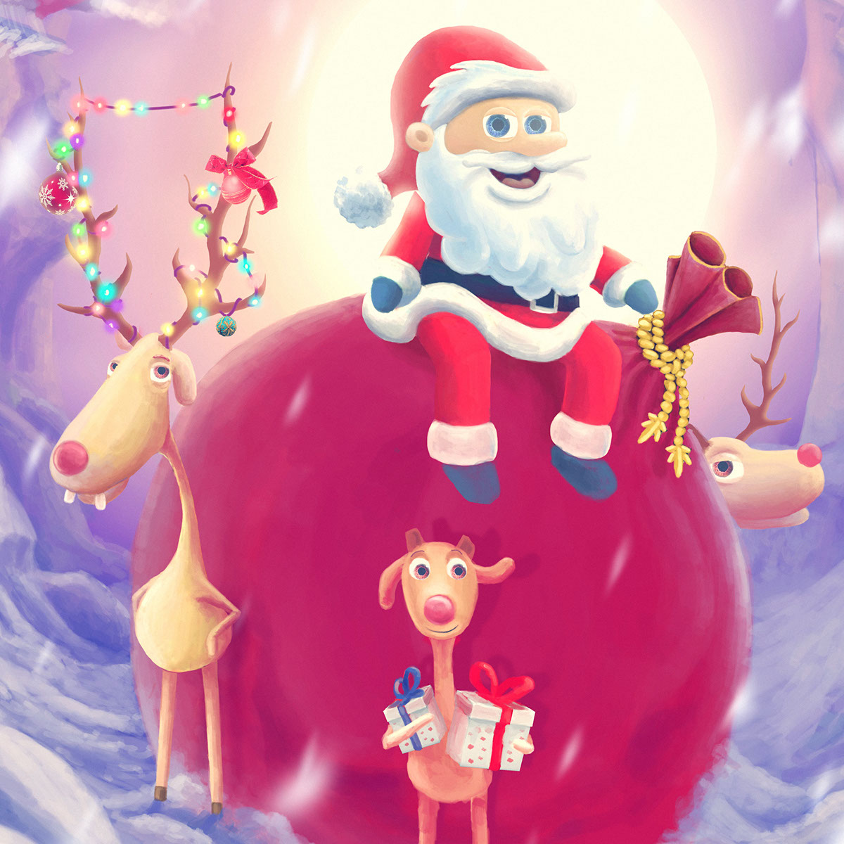 Christmas card Holiday snow santa claus Presents kiev Kremenchug art digital anton karlik new year