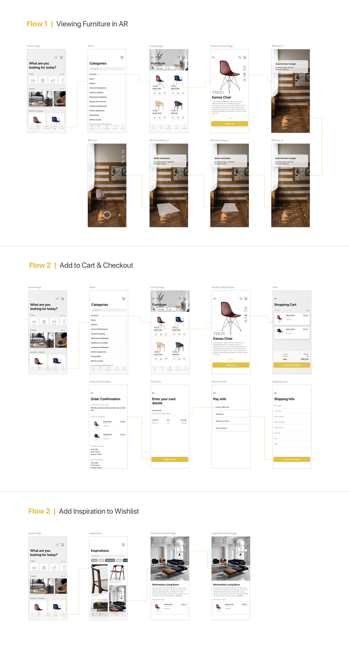 Adobe Portfolio UX design User Experience Design ui design branding  wireframes Prototyping furniture augmented reality AR