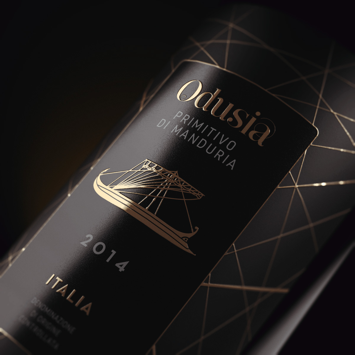 Packaging Label wine luxury Odusia Pack gold gold foil