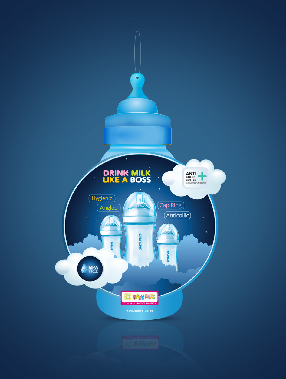 dangler feeding bottle baby design creative Diecut Advertising 
